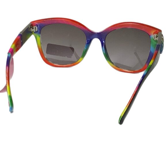 NWT Betsey Johnson Square Thick Black Rainbow Jeweled Rhinestone Sunglasses - Picture 10 of 16